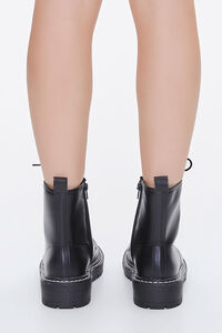 BLACK Faux Leather Lace-Up Booties, image 3