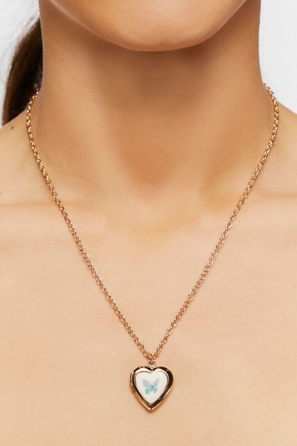 BLUE/GOLD Heart Necklace & Stud Earring Set, image 1