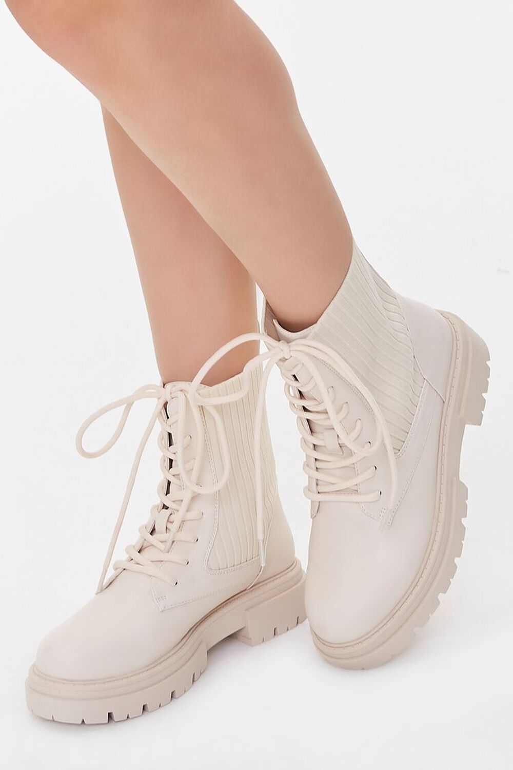 CREAM Faux Leather Ribbed Booties, image 1