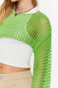 GREEN Netted Crochet Cropped Sweater, image 6