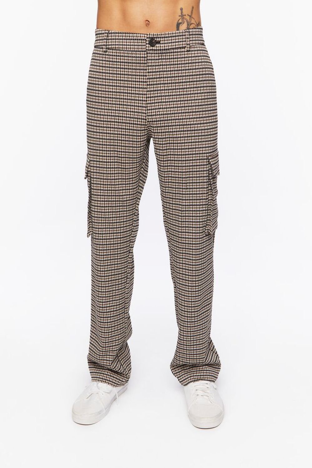 BROWN/MULTI Houndstooth Straight-Leg Trousers, image 2