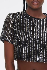 BLACK/SILVER Sequin Cropped Tee, image 5
