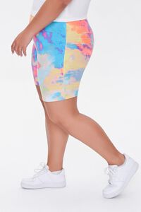 NEON PINK/MULTI Plus Size Tie-Dye Biker Shorts, image 3