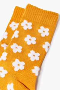 MUSTARD/WHITE Daisy Print Crew Socks, image 2