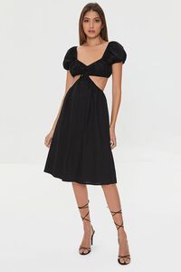 BLACK Sweetheart Cutout Midi Dress, image 4