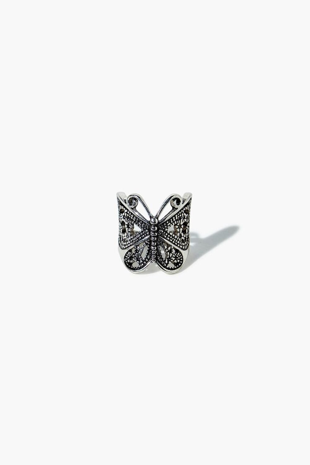 SILVER Butterfly Cocktail Ring, image 1
