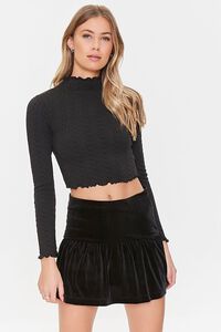 BLACK Velvet Drop-Waist Skirt, image 1