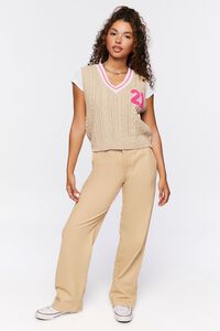 KHAKI/MULTI Varsity-Striped Sweater Vest, image 4