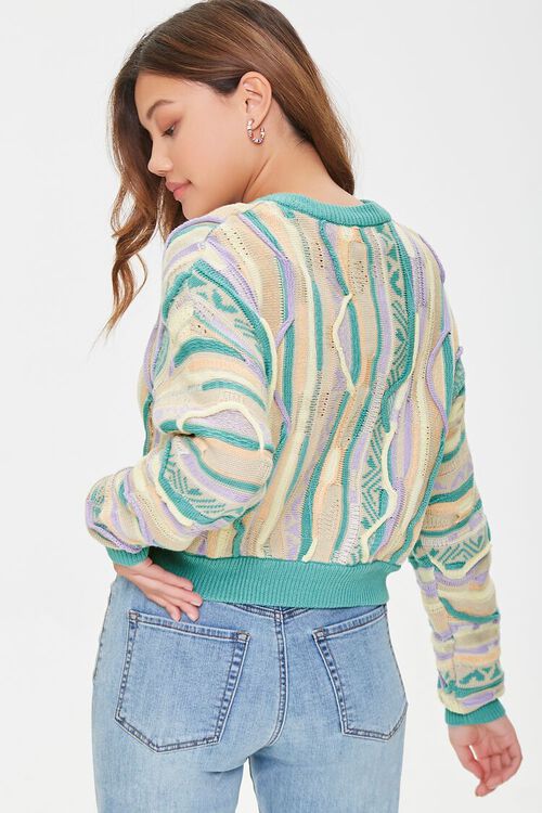 GREEN/MULTI Textured Stripe Geo Sweater, image 3