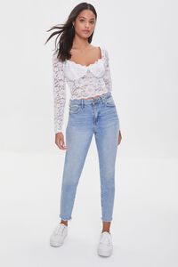 IVORY Floral Lace Scalloped Crop Top, image 5