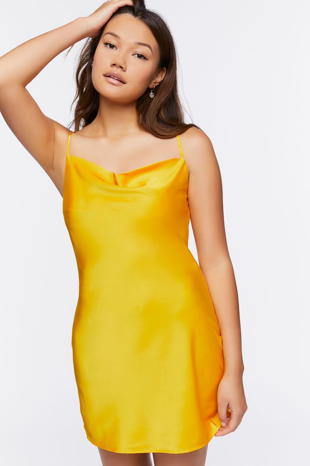 VARSITY GOLD Satin Mini Slip Dress, image 1