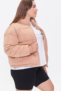 TAUPE Plus Size Zip-Up Puffer Jacket, image 2