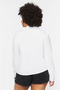 WHITE Plus Size Cotton Long-Sleeve Shirt, image 3