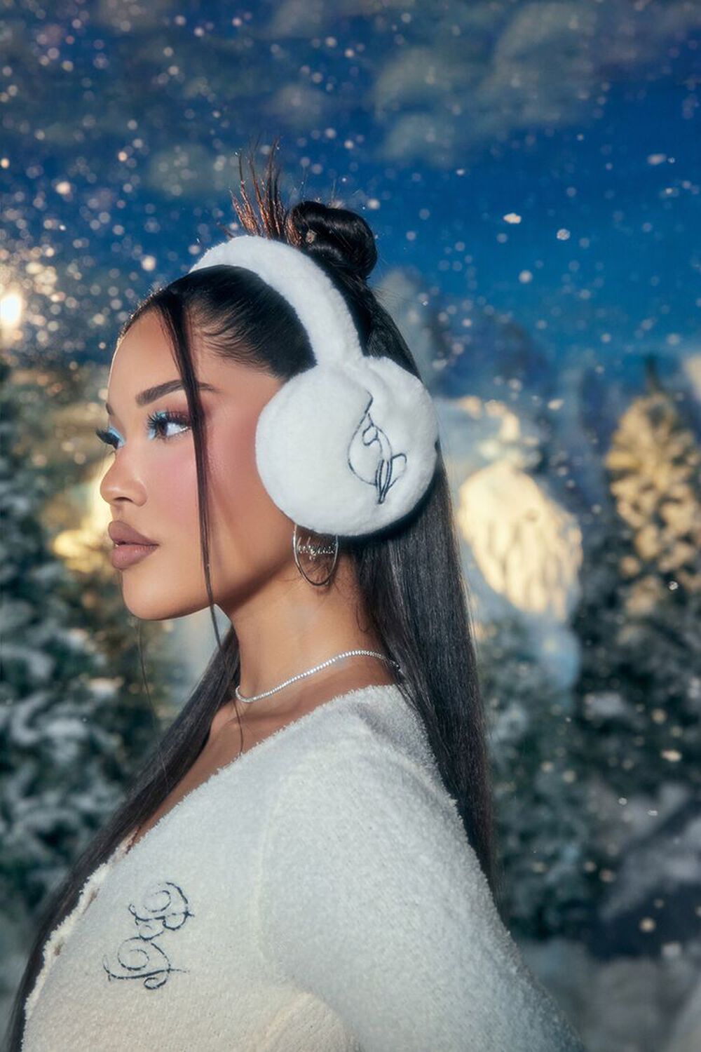 Y2K Pink & White Laced Up Earmuffs