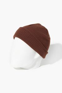 BROWN Ribbed Knit Beanie, image 2