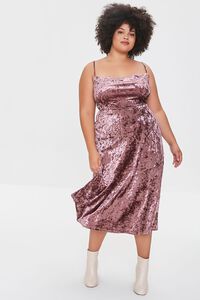 WINE Plus Size Crushed Velvet Dress, image 1