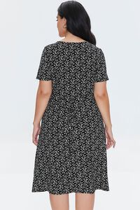BLACK/MULTI Plus Size Ditsy Floral Print Dress, image 3