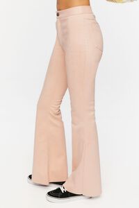 DUSTY PINK Faux Suede Mid-Rise Flare Pants, image 3