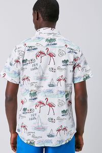 WHITE/MULTI Tropical Seaside Print Fitted Shirt, image 3