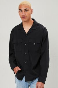 BLACK Vented Button-Front Shirt, image 1