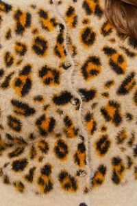 BROWN/MULTI Plus Size Fuzzy Leopard Print Cardigan Sweater, image 5