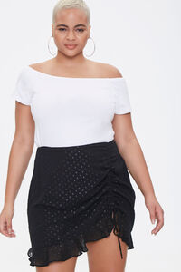 Plus Size Ruched Polka Dot Skirt, image 1