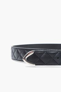 BLACK/SILVER Faux Leather Quilted Hip Belt, image 3