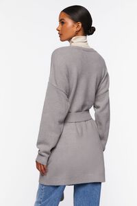 GREY Belted Longline Cardigan Sweater, image 3