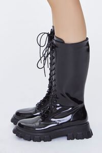BLACK Faux Patent Leather Boots, image 2