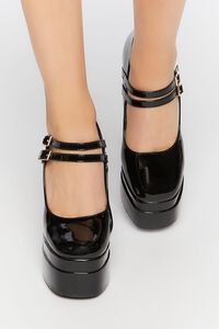 BLACK Faux Patent Leather Mary Jane Heels, image 4