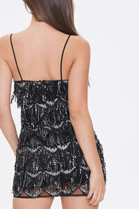 BLACK/SILVER Sequin Fringe Mini Dress, image 3