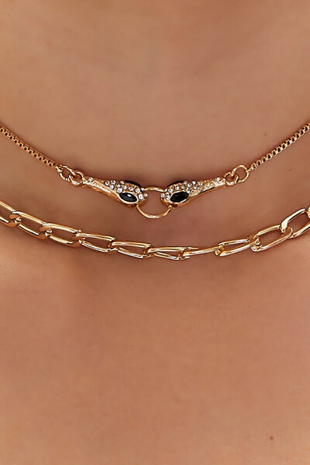 GOLD Rhinestone Snake Choker Necklace Set, image 2