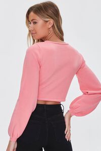 PINK Ruched Drawstring Cropped Sweater, image 3