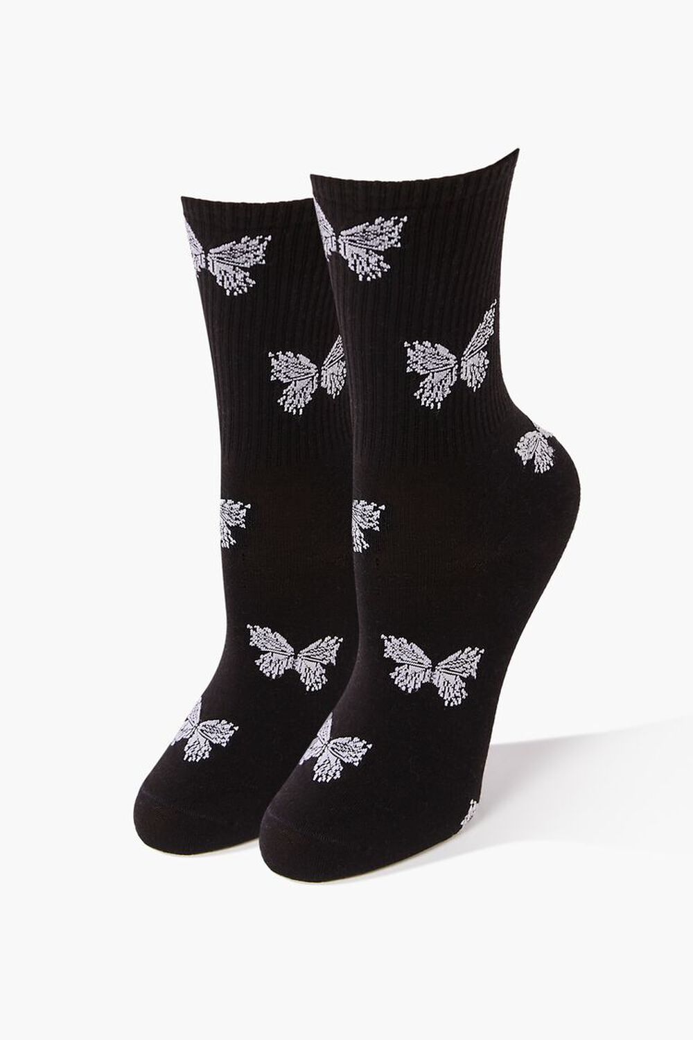 Butterfly Print Crew Socks, image 1