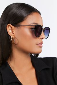 GOLD/BLACK Round Frame Sunglasses, image 2