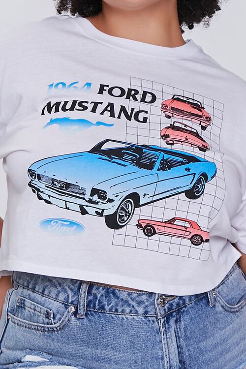 WHITE/MULTI Plus Size Ford Mustang Graphic Cropped Tee, image 5