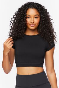 BLACK Active Cutout Cropped Tee, image 1