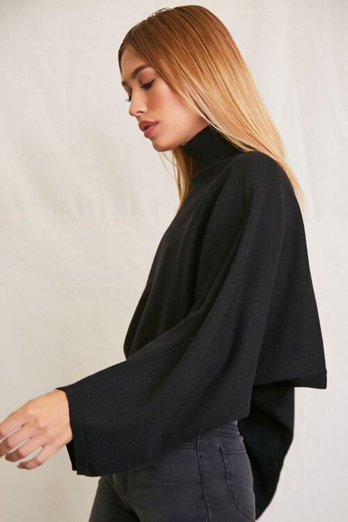 BLACK Turtleneck Batwing-Sleeve Sweater, image 2