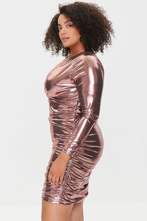 PINK Plus Size Ruched Metallic Dress, image 2