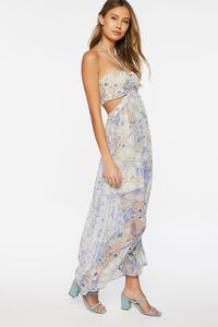 BLUE/MULTI Chiffon Floral Maxi Halter Dress, image 2