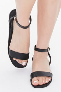 BLACK Ankle-Strap Flat Sandals, image 4