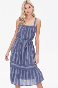 BLUE/MULTI Striped Fit & Flare Dress, image 1