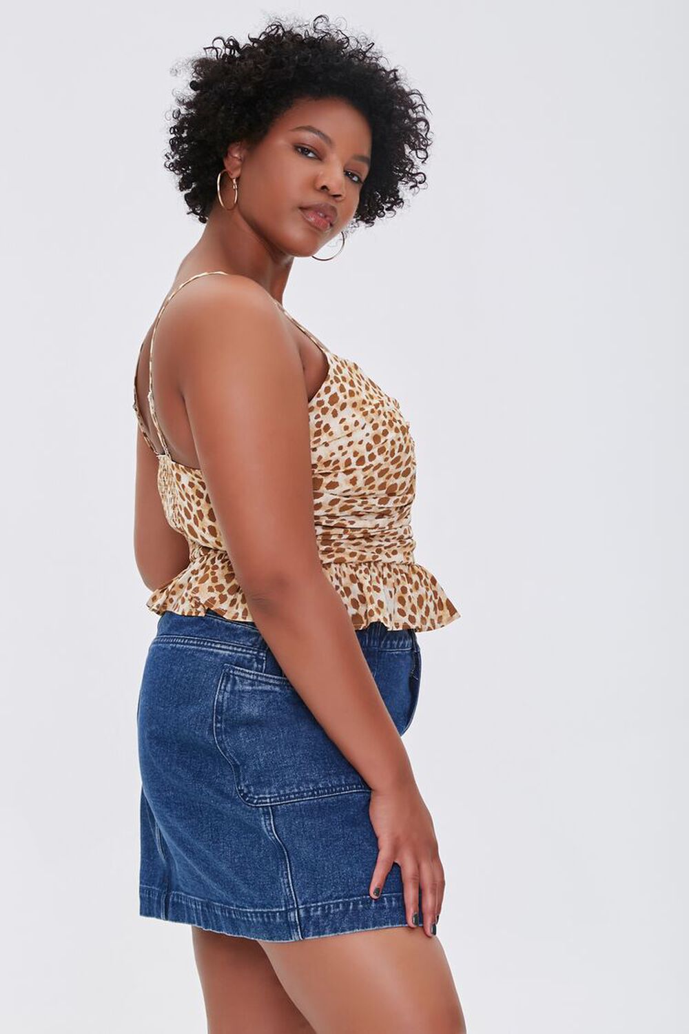 BROWN/IVORY Plus Size Leopard Print Cami, image 2