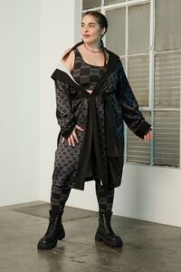GREY/BLACK Plus Size Checkered Everlast Robe, image 4