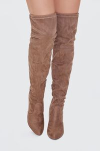 TAUPE Faux Suede Thigh-High Boots, image 4