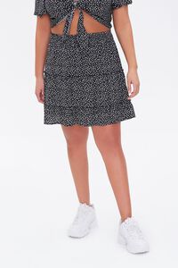 BLACK/CREAM Plus Size Floral Print Mini Skirt, image 2