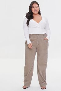 TAUPE Plus Size Corduroy High-Rise Pants, image 5