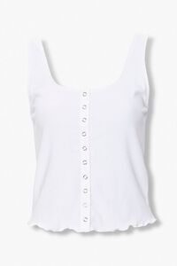 WHITE Ribbed Snap-Button Tank Top, image 1