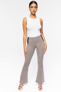 BROWN/CREAM Houndstooth Flare-Leg Pants, image 5