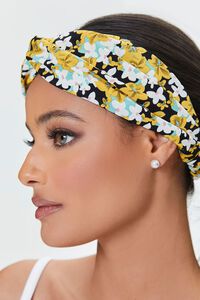 YELLOW/MULTI Floral Print Twisted Headwrap, image 2